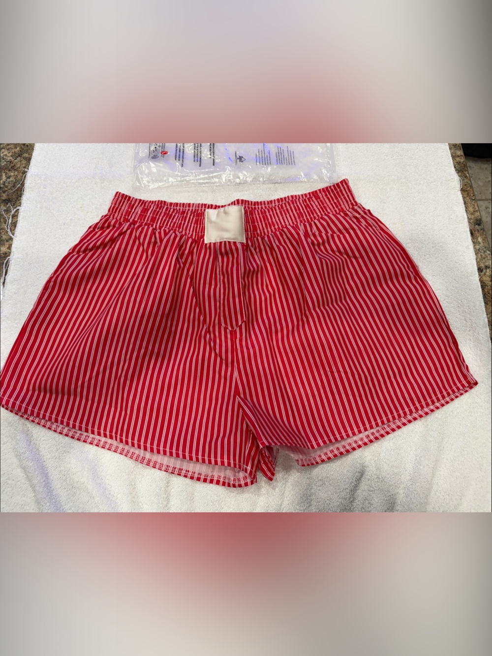 Brand new Red & White Striped Women’s / Men’s boxer Shorts w/ pockets
